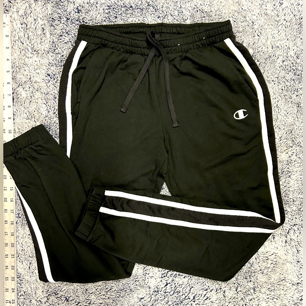 Women’s Champion jogger workout pants,with pockets size S black w/ white stripe